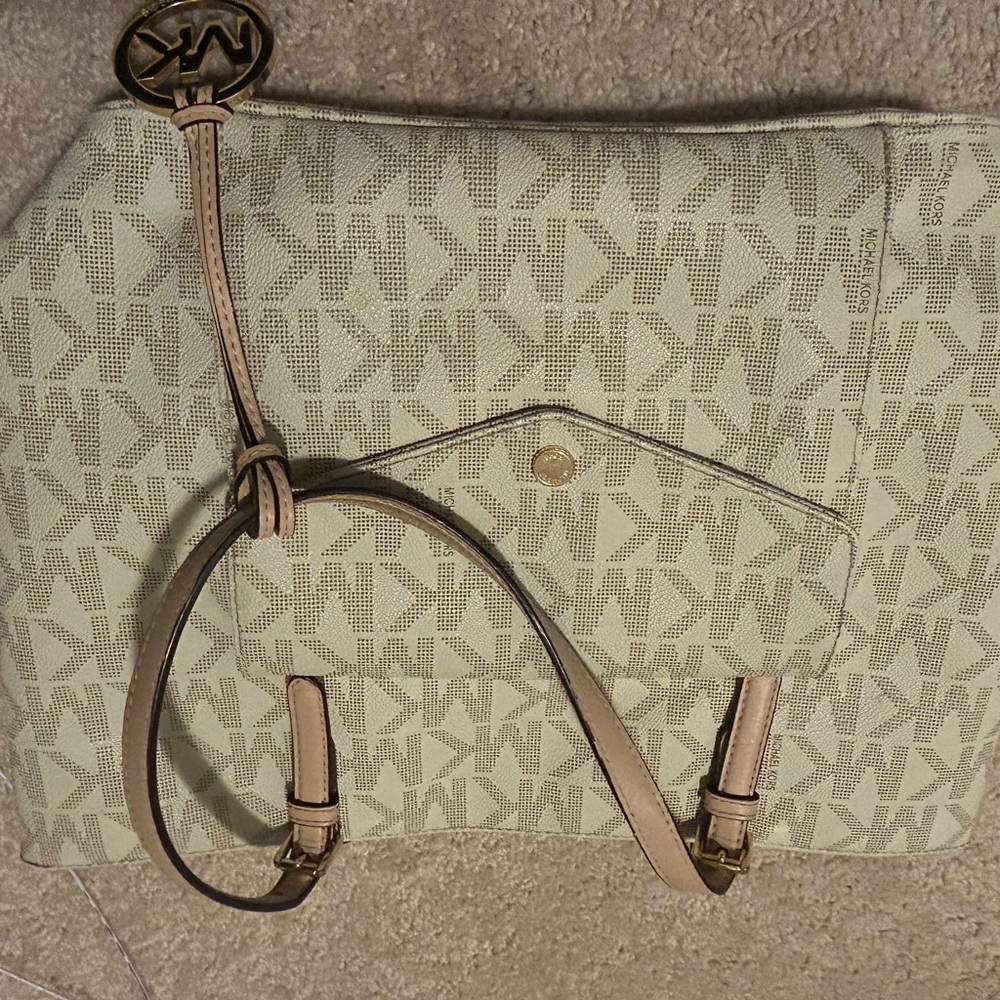 Michael Kors Beige Monogram Backpack